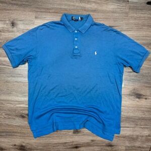 blue vintage 90s made in usa polo shirt with white pony